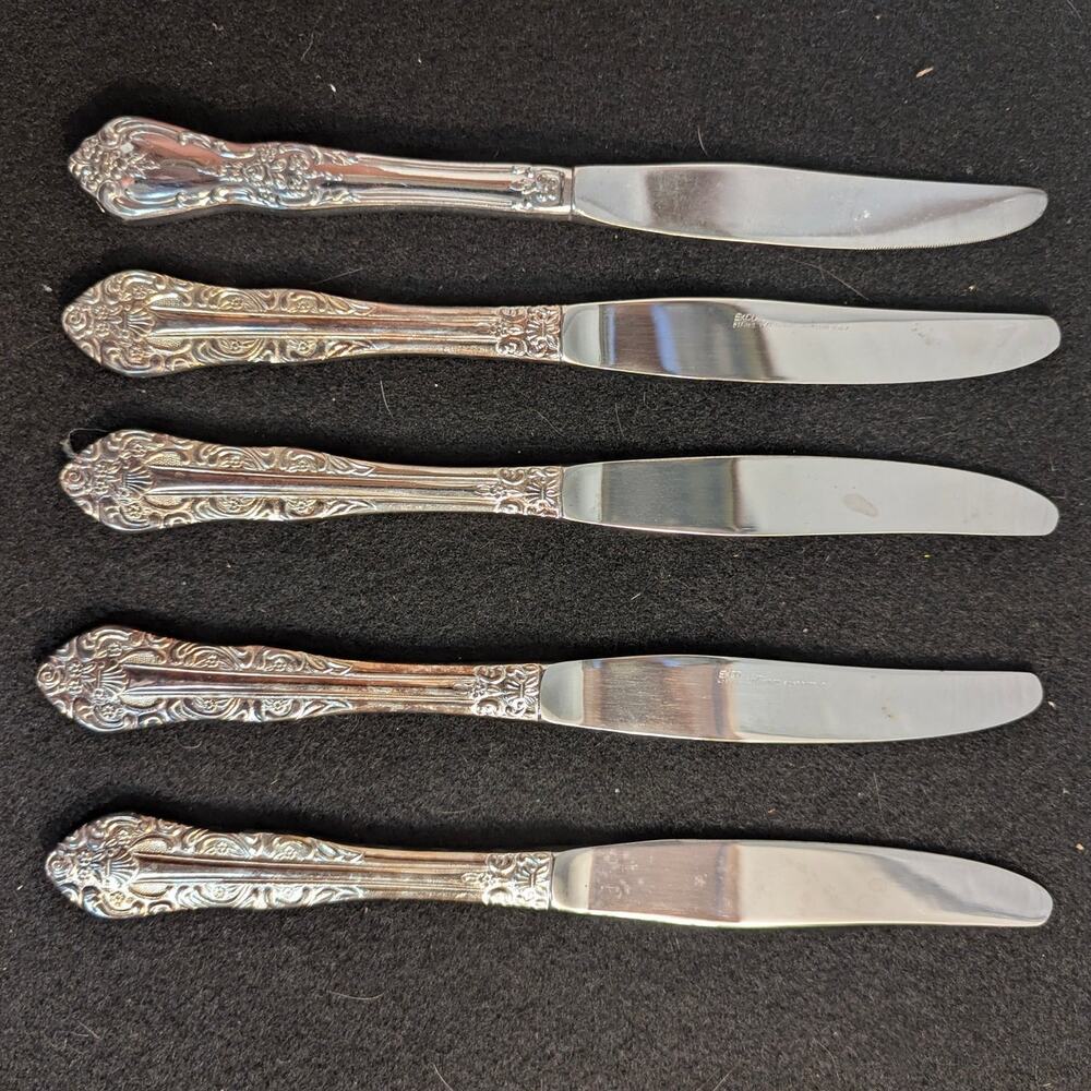 Vintage Ekco Eterna Lillianne Silverplate Knives Set of 5 Korea